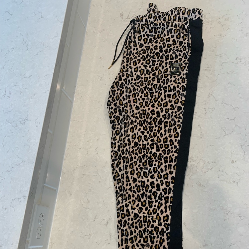PUMA velour leopard print joggers